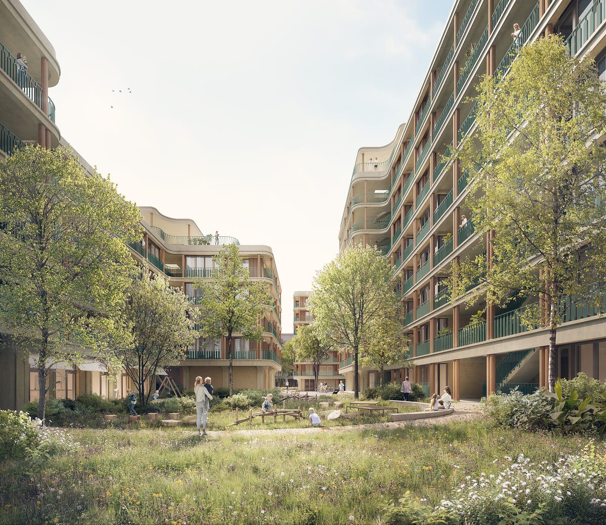 Intérieur d'un appartement lumineux avec finitions en chêne