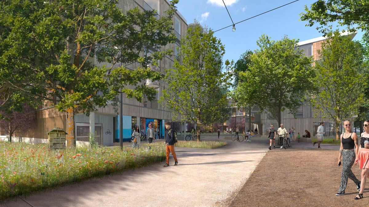 Vue du quartier Le Rolliet - espace vert et vie de quartier